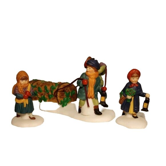 Department 56 Bringing Home The Yule Log Figurine Set Christmas Village … - Picture 1 of 11